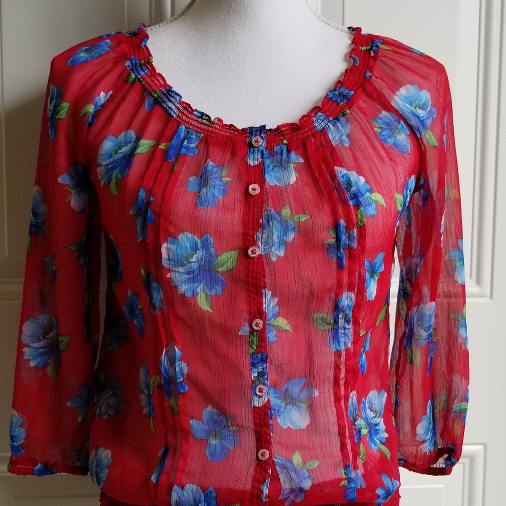 HOLLISTER See through floral blouse Small size